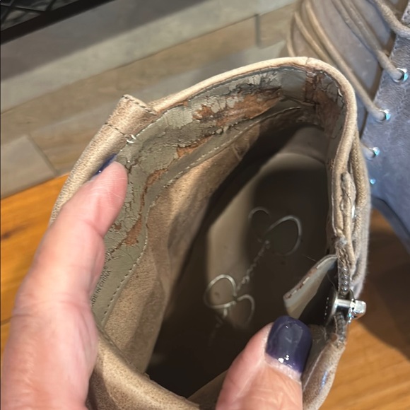 Jessica Simpson Taupe Ankle Boots with Zipper and Buckle Detail Booties - Picture 7 of 13